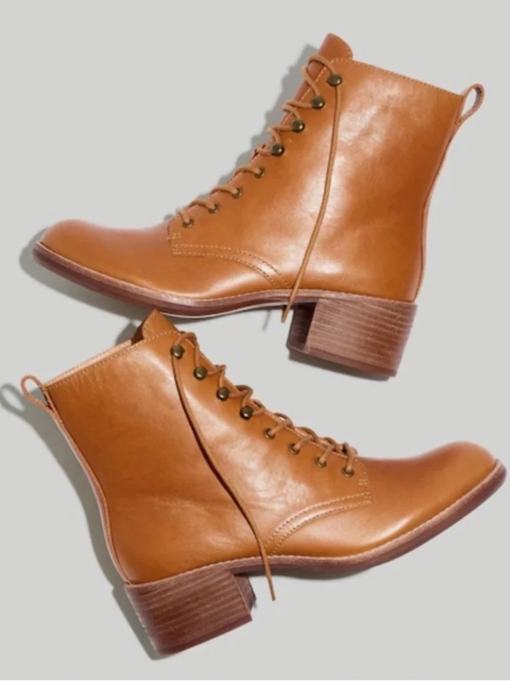 Madewell Patti Lace Up Boot Cognac Size 8.5